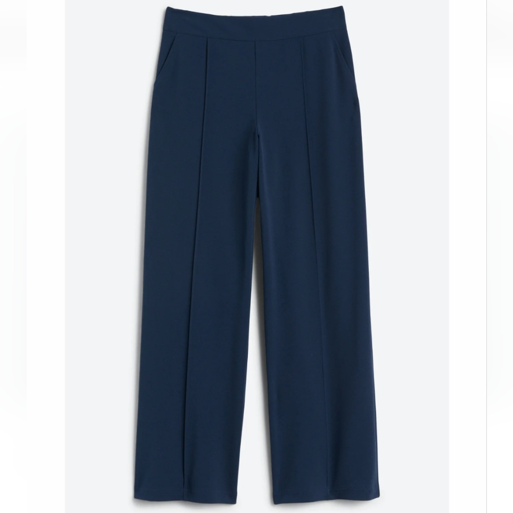 Wide Leg Pull On Scuba Crepe Trouser Pant